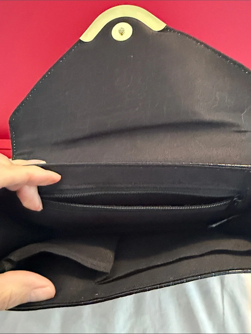 Vintage Black Croc-Embossed Convertible Chain Shoulder Bag